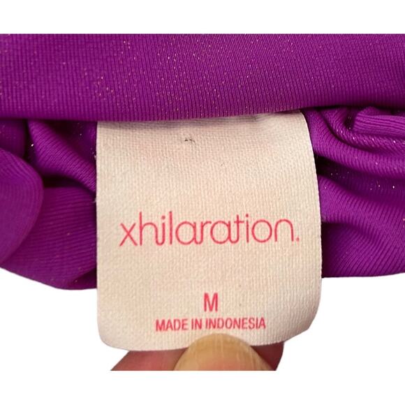 Xhilaration Purple With Gold Sheen & Braided Metal Chain Tie Neck Bikini Top, M - Picture 8 of 8